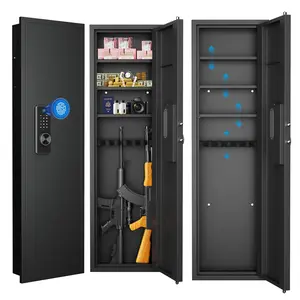53" FINGERPRINT Touch Panel In-Wall Safe,Hidden Wall Safe with Adjustable Shelves, Assembled Storage Multifunctional Wall Safe for Firearm and Valuables (Black-Fingerprint)