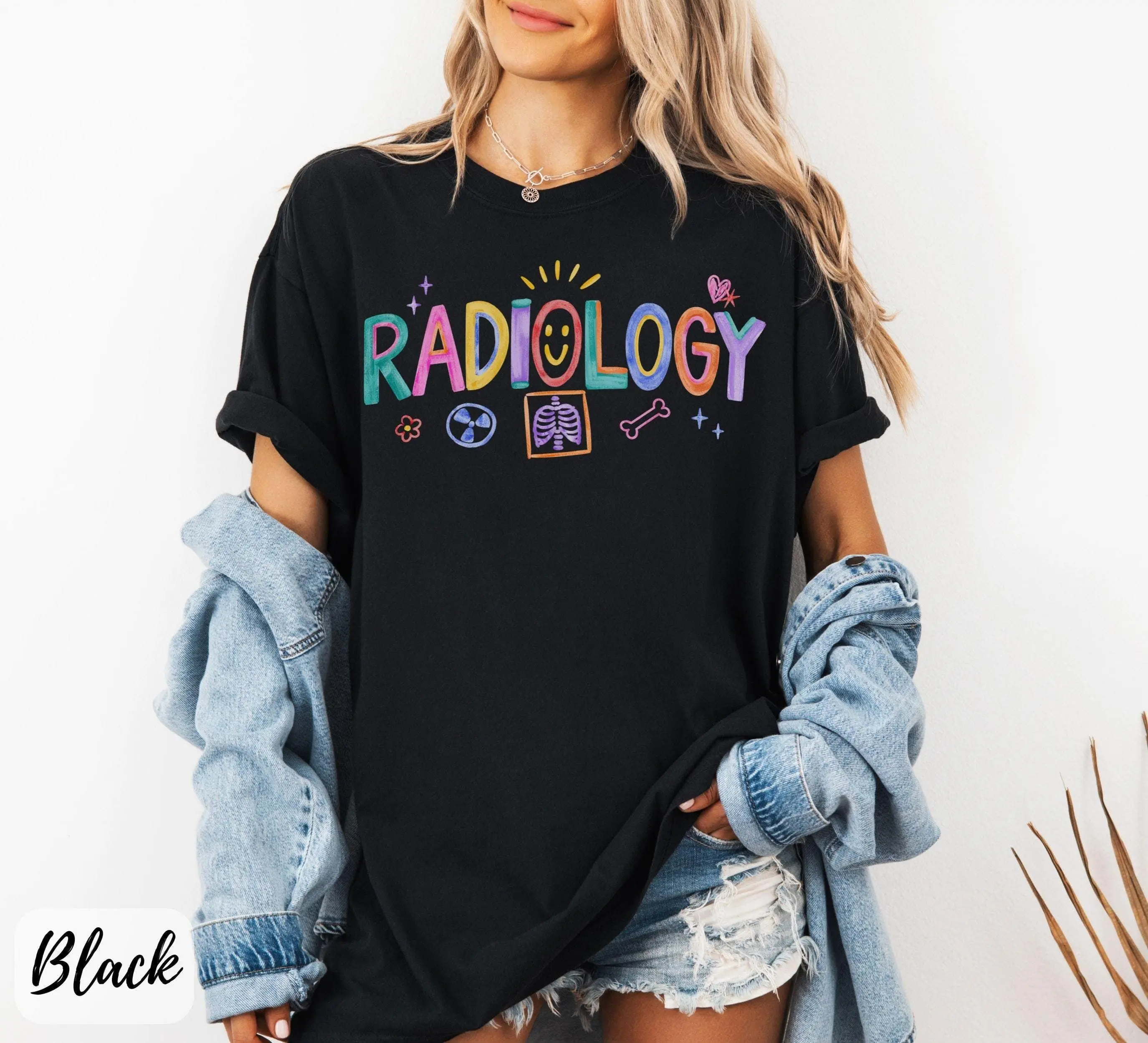 Radiology Shirt, Comfort Colors Rad Tech Shirt, Hand-Drawn Doodle X-Ray Tech Tee, Radiology Department Tshirt, Gift for New Rad Tech