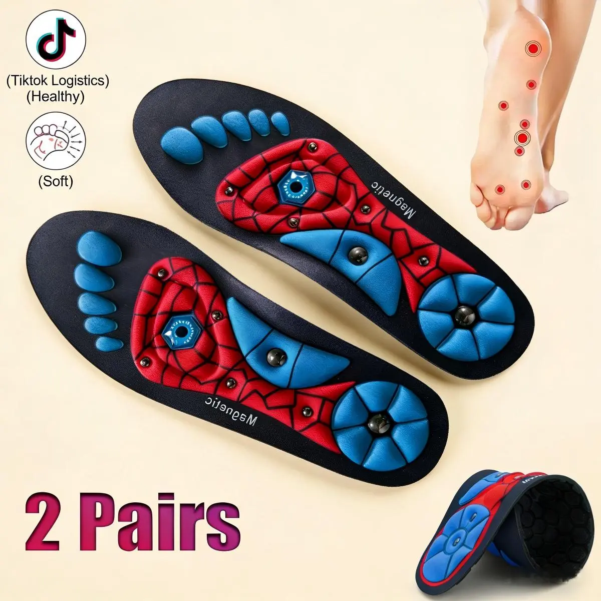 All Day Red RunPro Cushioning Orthopedic Insoles - Shock-Absorbing Plantar Fasciitis Inserts for Men & Women, High Arch Support, 220+ lbs Weight Capacity for Knee Comfort, Cushioning Insoles, Footwear