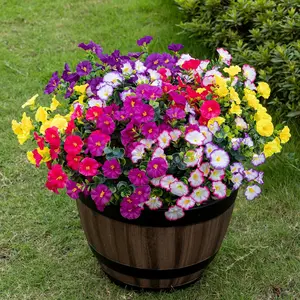 12 Bundles Artificial Outdoor Flowers – UV Resistant Eucalyptus & Morning Glory Décor Fake Outdoor Flowers