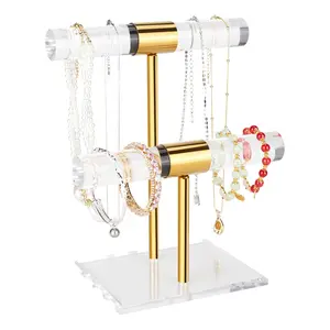 Necklace Holder Bracelet  2-tier Display Stand Tower Crystal T Bar Organizer Gift For Women(2-tier 1pc)