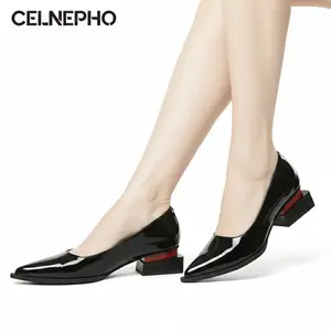 CELNEPHO Womens Pumps Pointed Toe Square Thick Chunky Heel  Fashion Dressy Casual Easy Slip on for Gift Work Festival Wedding Dress Shoes