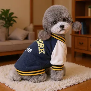 Pet Baseball Jacket New Year Festival Outfit Cute Fashion Soft Coat for Small Medium Dogs Cats Warm Comfortable Holiday Costume