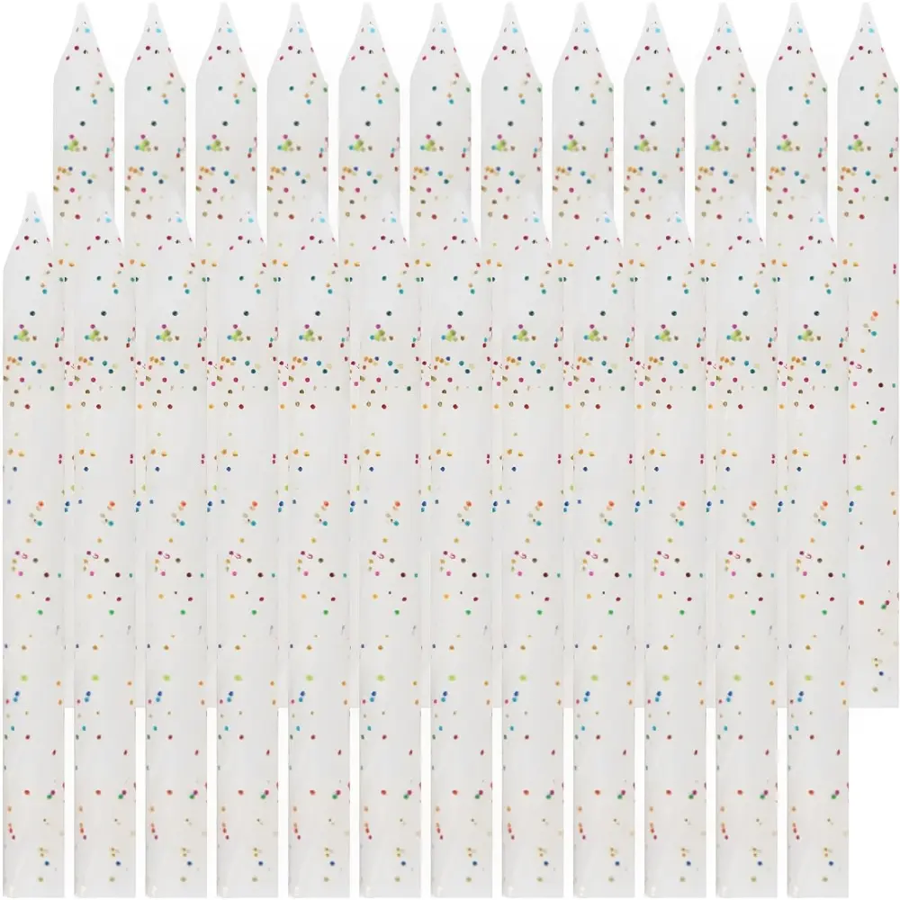 24-Pack Happy Birthday Spiral Candles - Elegant White & Glitter, Long Burn, Sparkly Look, Home Supplies, Festive Party Cake Decorations