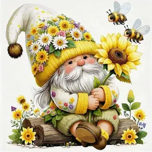 5D DIY Diamond Painting Kit, Cartoon Gnome Design, Full Drill Art Set, Home Decor Gift, Ideal Gift, Needlepoint Craft, Fun Hobby Activity, Diamond Art Tools