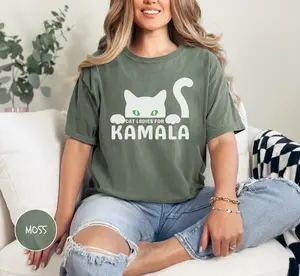 Cat Ladies For Kamala T-Shirt, Childless Cat Lady Shirt, Elect Kamala Harris, JD Vance Hates Cats, Funny Feminist Gift, Election 2024