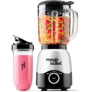 Magic Bullet Combo Blender 600W 48oz Pitcher 16oz To-Go Cup Cross Blade Silver