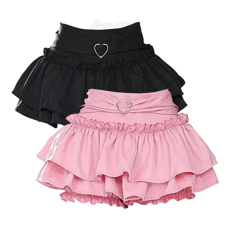 2025 Japanese Style Kawaii Mini Skirt Woman Summer Lolita Y2k High Waist Sweet Skirt Hot Girls Korean Style Safety Short Skirt