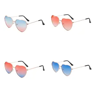 2026 New 4pcs Love Heart Metal Frame Sunglasses for Women, Cute Peach Heart Shape Fashion Sunglasses,  Trendy UV Protection Eyewear, Perfect for Holiday Travel Beach Party & Everyday Looks