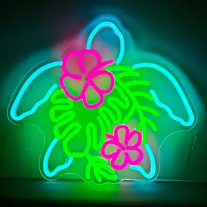 Tropical Neon Sign Wall Art Decor Turtle LED Neon Light Tropical Room Decor Bathroom Beach Ocean Bar Club Party Birthday Gifts