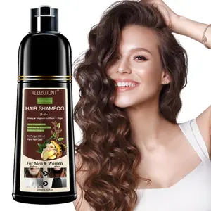 3-in-1 Dark Brown Hair Dye Shampoo Ginseng Covers Gray Hair Natural Haircare for Salon-Quality Results, No Pungent Smell Ginger Polygala Multiflora