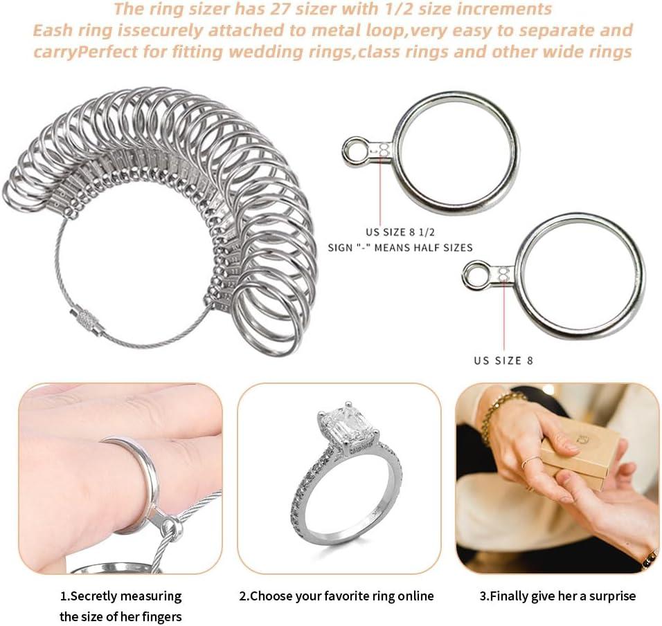 Us Sizes 0 13 Round Ring Mandrel Metal Ring Sizer Gauge Set With Rubber Mallet Hammer Steel Finger Sizing Measurement Tool For Jewelry Making