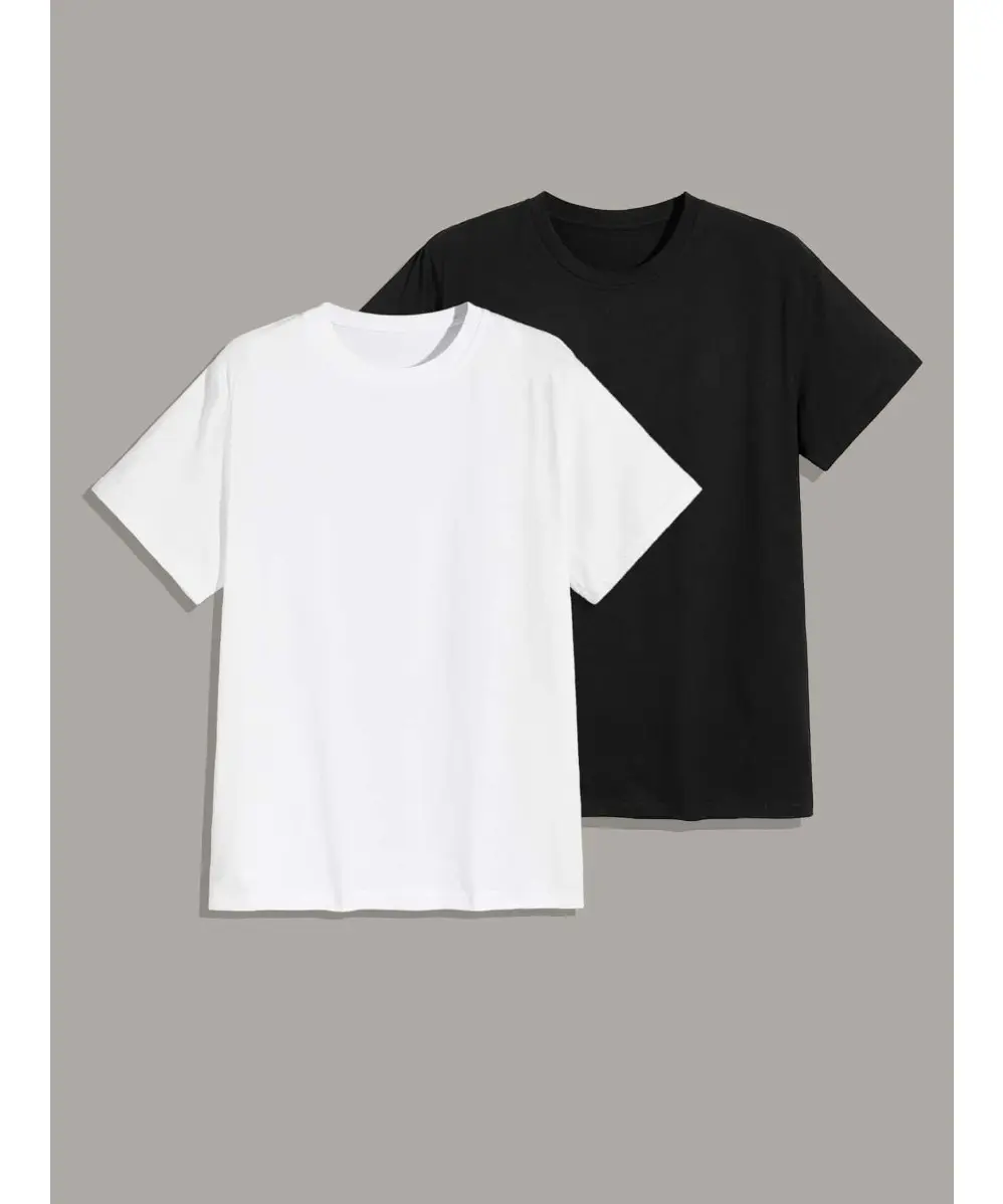 Men's 2-Pack Cotton Ribbed Round Neck Short-Sleeve Casual Sporty Tops - Breathable All Seasons Athletic T-Shirts for Hiking, Father/Yourself