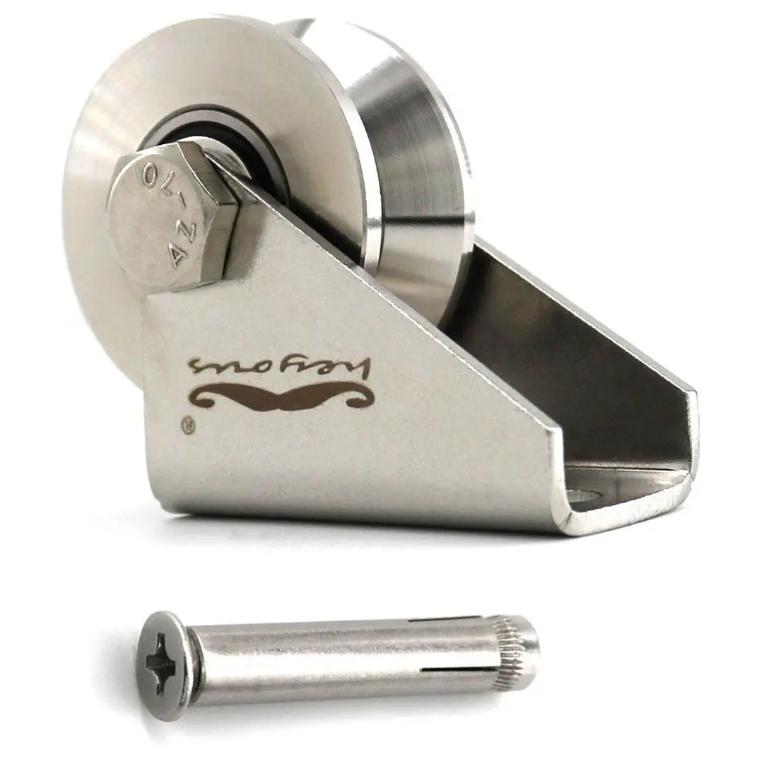1 Piece 304 Stainless Steel V-Type Groove Smooth Sliding Wheel Pulley with Heavy-Duty Duplex Bearing Silent Wheel, 880lb/400kg Load Capacity, M8 x 60 Expansion Screws for Moving Doors & Material Handling (Pulley + Screw Set), Door Frame