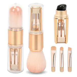 5-In-1 Portable Makeup Brush Set, Facial Eyeshadow Brush Kit, Extendable Washable Cosmetic Tool, Travel & Professional Use, Multifunctional Makeup Brushes