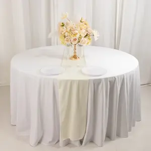 Scuba Polyester Table Runner 12"x108" Ivory - Wrinkle-Free Table Linen