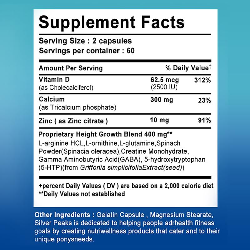 Pslalae Growth Capsules - Natural Height Increaser -120 Capsules Glucosamine Nutrients Dietary Chondroitin