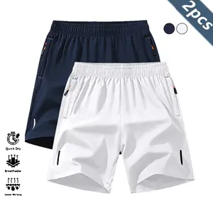 Solid Color Men's Drawstring Athletic Shorts | Quick-Dry Breathable with Zipper Pockets, Perfect for Outdoor & Casual