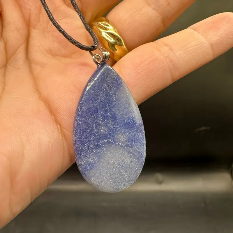 Brazilian Blue Quartz Pendant Pear
