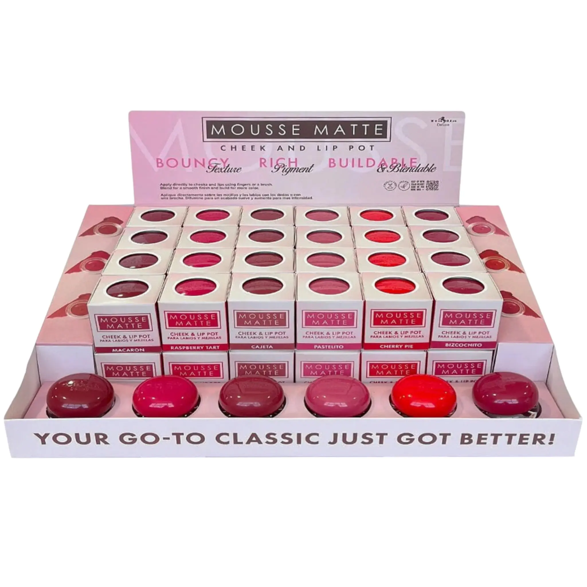 Mousse Mate para Mejillas y Labios Italia Deluxe - Venta al por Mayor Display 48 Unidades (309MPB)