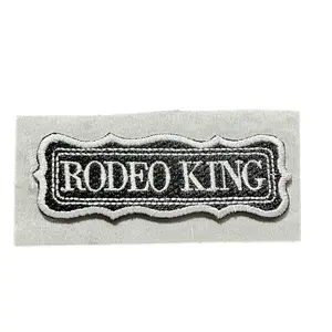 Rodeo King Embroidered Hat Patch - Black Design with Text "RODEO KING"