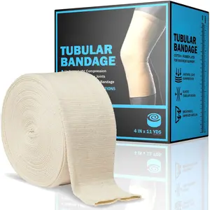 Elasticated Tubular Support Bandage |   Stockinette Tubing for Large Arm, Knees, Legs |   Light to Moderate Compression Bandage Roll For Tissue Support (Size F |   4" x 11 yd