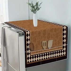 1 piece of flower pattern digital printing pattern universal refrigerator cover for all seasons, the refrigerator cover that can accommodate items is suitable for kitchens to solve storage problems, and is suitable for refrigerators and washing machines