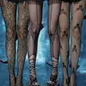 Women's Halloween Themed Costume Clothing Fishnet Mesh Tights, Casual Comfy Breathable Spider Web & Skull Pattern Sheer Tights for Daily Wear, Ladies Black Tights for All Seasons
