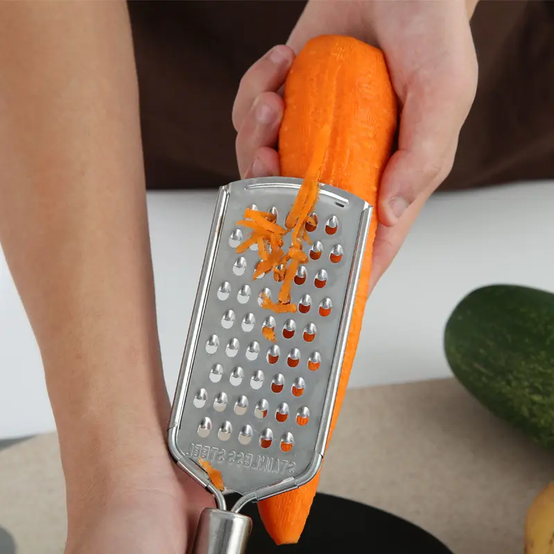 Stainless Steel Handheld Food Grater Portable Kitchen Shredder Tool for Carrot Cheese Vegetables Easy‑Grip Handle for Home Cooking Meal Prep