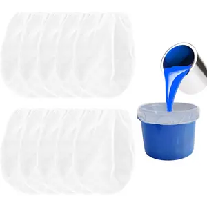 Paint Strainer Bag 1 Gallon Paint Filter Strainer with Elastic Drawstring Nylon Mesh Filter White Fine Mesh Bag for Paint Gardening 10 Pack