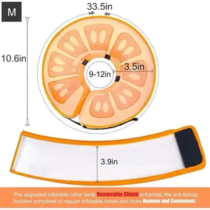 【Limited-time Offer】Inflatable/Adjustable Pet Donut Collar/Cone with Removable Shield (Orange Slice)