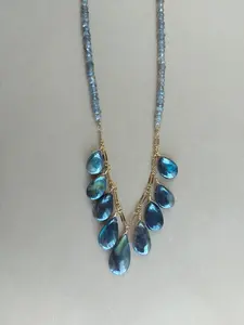 Labradorite Drops Necklace - N 3097, Elegant Labradorite Drops with Delicate Chain, 16-18" Length, Perfect for Casual & Formal Occasions