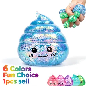 Novelty Squishy Poop Stress Ball - Glitter Poop Soft Squishy Sensory Toy for Anxiety Relief Balls, Gag Gifts for Girls Boys Teens Party Favors.