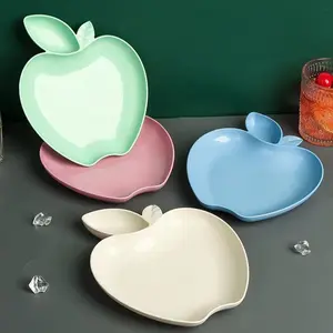 Apple Shaped Sauce Dish, 4 Counts/set Cute Fruit Design Dipping Dish, Creative Snack Plate, Dessert Plate, Fruit Plate, Kitchen Accessories