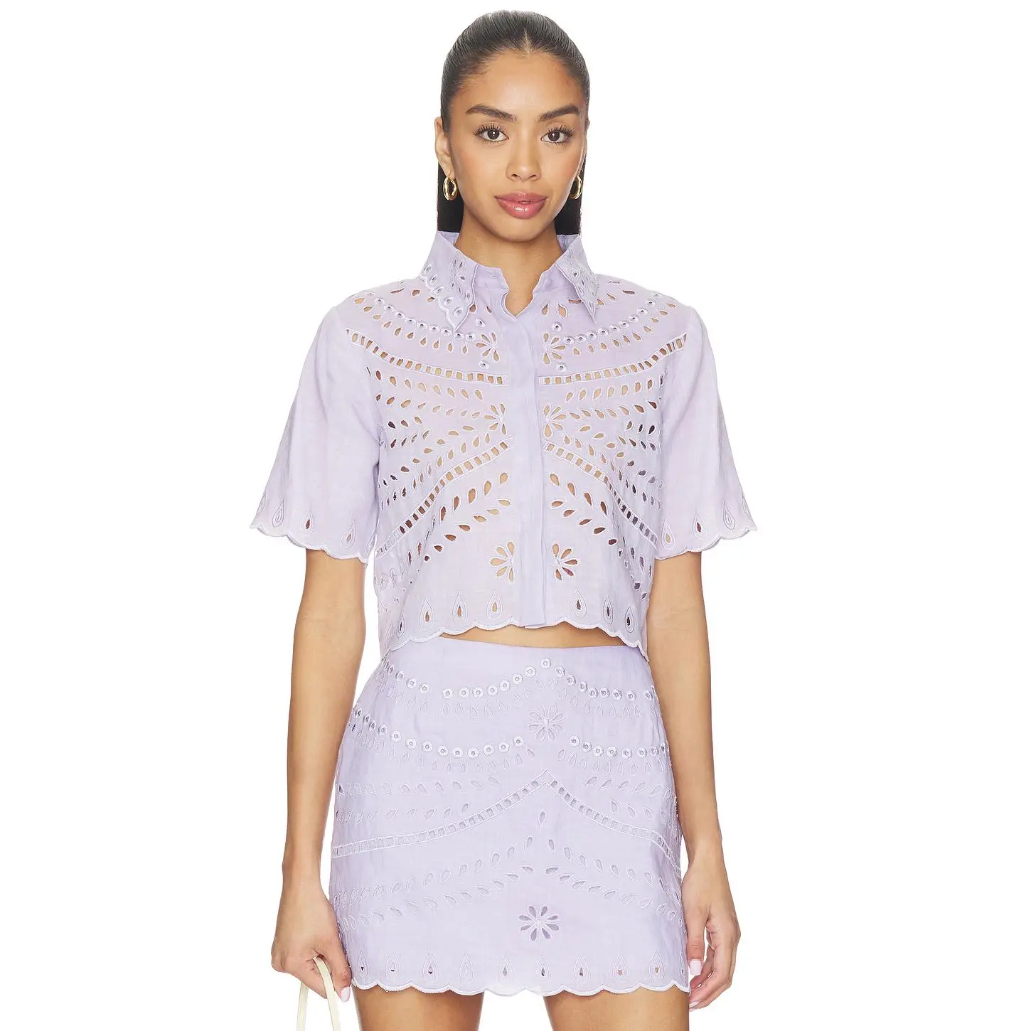 Karina Grimaldi Elin Embroidered Top in Lavender