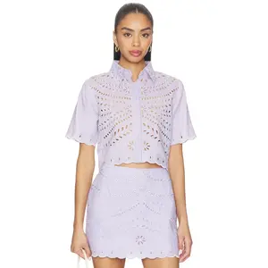Karina Grimaldi Elin Embroidered Top in Lavender