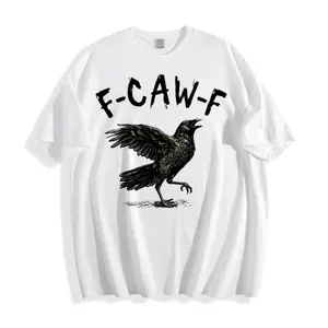 Casual Style Unisex T-Shirt With F Caw F Raven Design Perfect For Everyday Wear And Autumn Season Ideal Gift For Bird Lovers And Humor Enthusiasts