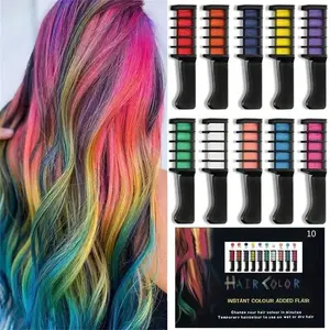 Hair Chalk Comb for Girls Washable Temporary DIY Hair Color Dye Chalk For Kids Cosplay 10 Colors,Washable Hair Dye for Creative Styles Blonde Highlights