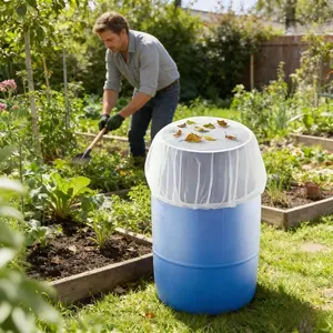 Rain Barrel Accessories Mesh Cover with Drawstring Collection Buckets Cover Tank Harvesting Tool Protector Preventing Fallen Leaves Debris Small Objects in Outdoor Garden