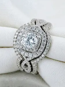 3PC/Set Glamorous Cubic Zirconia Ring For Women For Valentine's Day Gift Wedding Anniversary Party Jewelry Engagement Ring Set