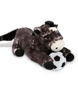 DOLLIBU Super Soft Polyester Lying Black Horse Stuffed Toy, Sports-Theme Stuffed Animal, Ideal Customized Gift for Kids
