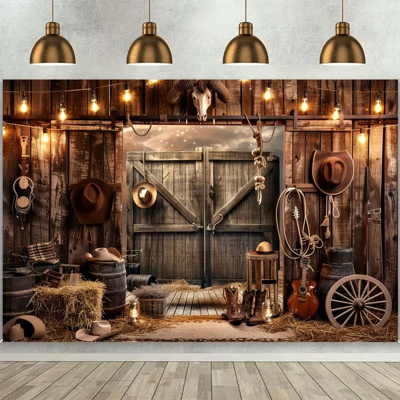 Large Decorative Western Cowboy Backdrop Banners - Rustic Wild West Rodeo Party Decoration, Multi-Purpose, No Electricity Needed, Ideal for Photo Booths, Home Supplies