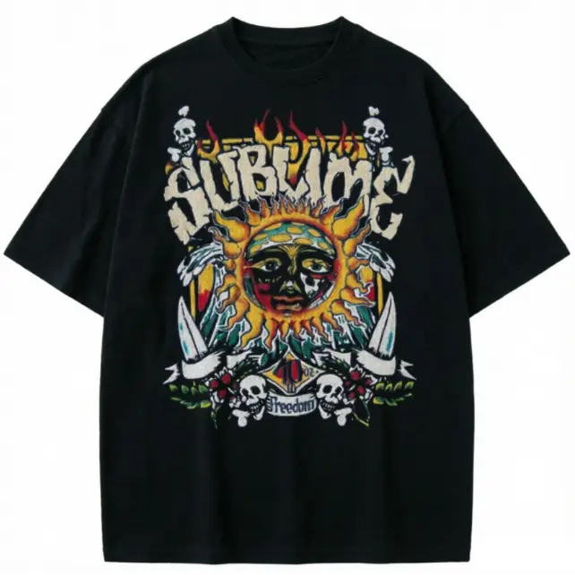 Sun Pattern Cotton T-Shirt Unisex Men's & Women's Graphic Tee Casual Short Sleeve DTG Printed Breathable black y2k Top vintage clothing teen womens everyday clothes summer sturdy blue women