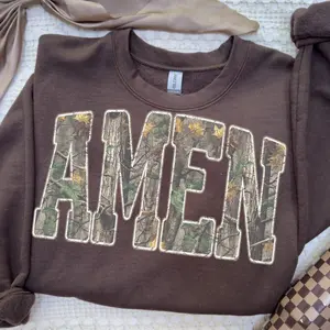 Amen Sweatshirt, Camo Christian Shirt, Retro Faith Sweatshirt, Bible Verse Sweater, Retro Religious Shirt