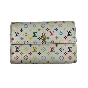 Pre-owned Louis Vuitton Canvas small leather goods Alexandra Wallet Murakami Multicolor White