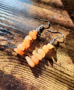 Orange Stacked Stone Earrings