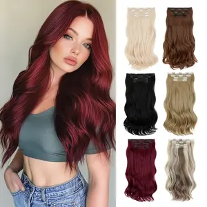 Cephemer Hair Extension 4pcs 18inches Clip in Hair Extensions Body Wavy Soft and Natural Synthetic Hairpieces for Thin Hair for Women Easy to Wear All Day Comfort for Daily Party Black Friday & Christmas