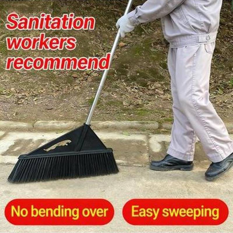 Stiff-bristled broom,19-inch long handle,wide-angle outdoor broom,commercial indoor broom, suitable for homes,garages,kitchens,offices,patios,lobbies,terraces,etc.For lawns and concrete surfaces.