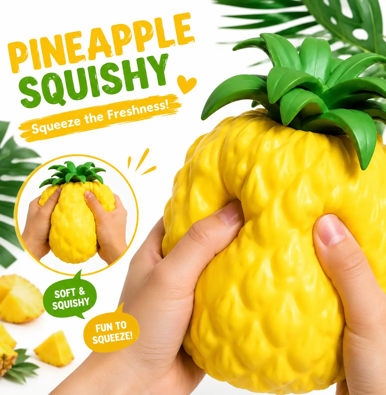 Jumbo Pineapple Squishy Fidget Toy – 8.46” Slow-Rise Fruit Stress Ball for Kids & Adults, Soft Sensory Squeeze Toy Gift for Parties, Classrooms & Desk Decor