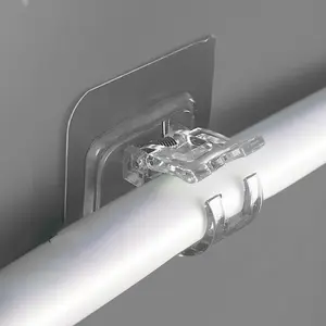 10-piece set of drill-free curtain rod brackets - Adjustable PET curtain rods, 17 pounds, suitable for home, kitchen and bathroom, can fix the curtain rods without nails